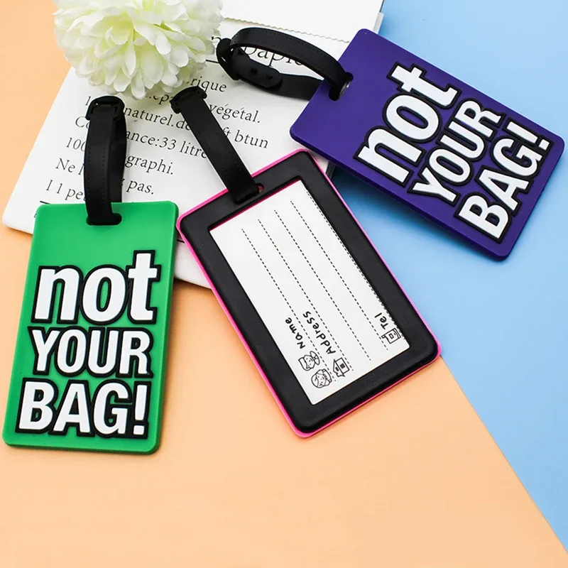 étiquettes de bagage en silicone portable, étiquette de valise, style dessin animé, lettre créative, accessoires de voyage mignons, pas votre sac, mode