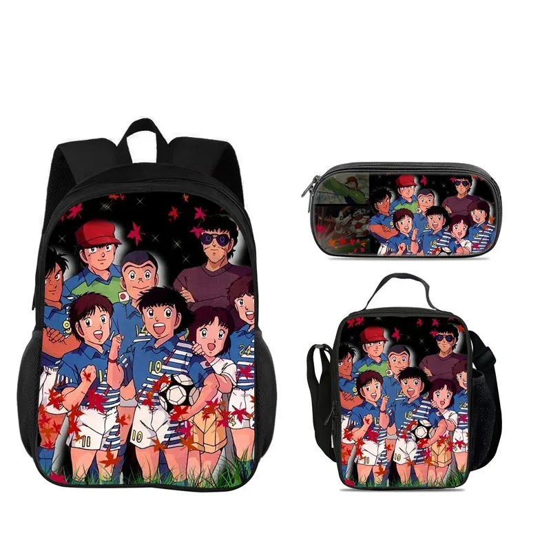 sac dos nylon dessin animé captain tsubasa bleu gris orange format 20 35 litres bandoulière arquée trousse maquillage sac lunch