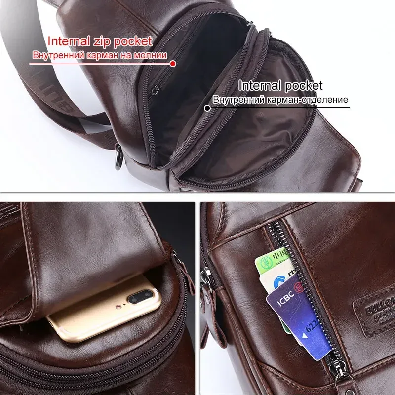 bullcaptain mode hommes sacs à bandoulière en cuir sac de poitrine hommes décontracté affaires sac à bandoulière sacs de voyage à courte distance