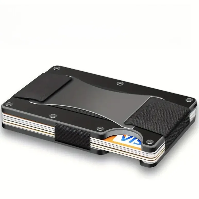 porte-cartes fin avec protection rfid, de haute qualité, pour hommes et femmes, portefeuille en aluminium, pochette arrière élastique, étui pour cartes d'identité et de crédit, sac de voyage unisexe
