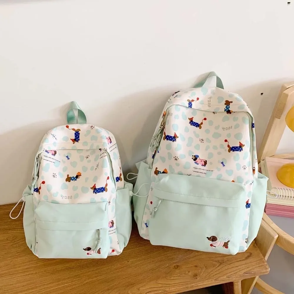 sac à dos en nylon pour étudiants, motif teckel, décontracté, couleur contrastée, anti-rayures, en polyester, grande capacité