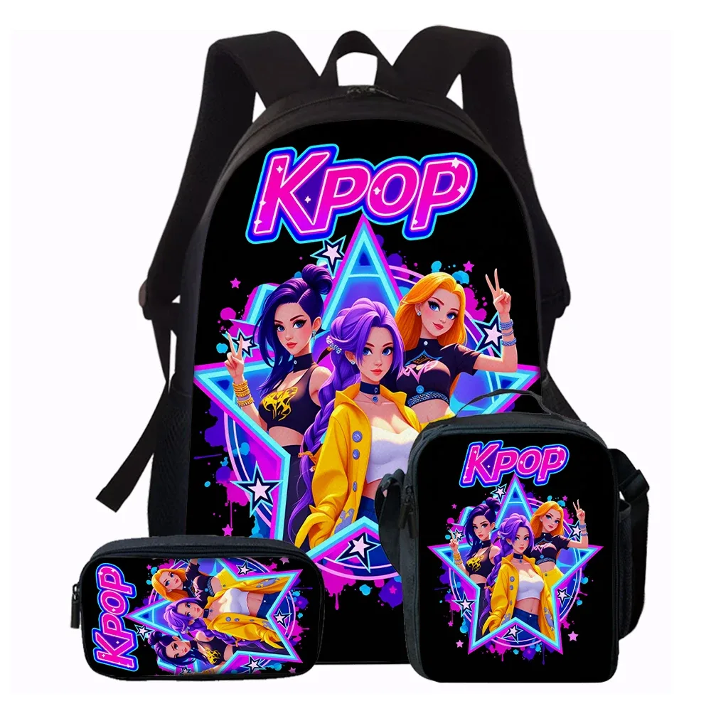 sac dos polyester noir motif kpop personnages lumière accessoires voyage polyvalent unisexe durabilité escapade week end