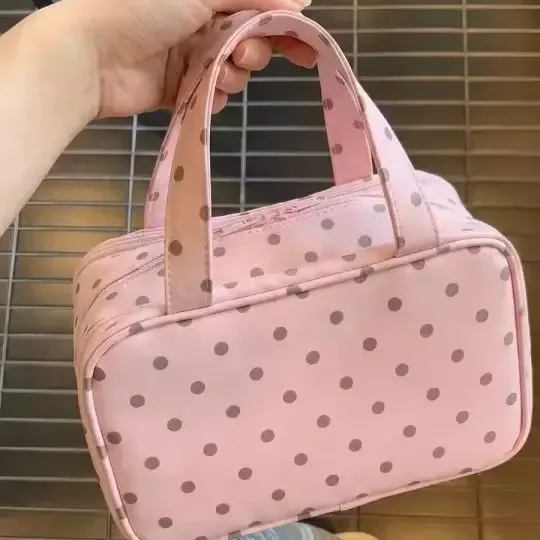 nouvelle trousse de rangement cosmétique portable à trois compartiments, grande capacité, trousse de toilette de voyage, trousse de maquillage à main pour femmes