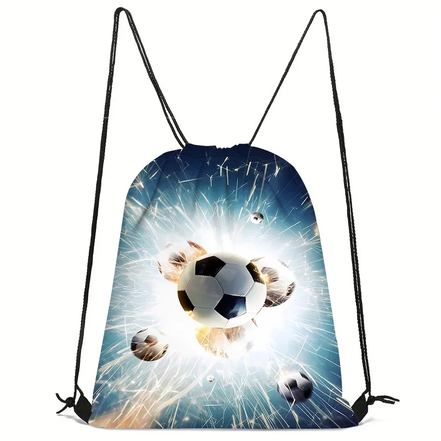 sac de sport à cordon de serrage imprimé football, sac à dos unisexe, motif créatif durable pour la randonnée et les voyages