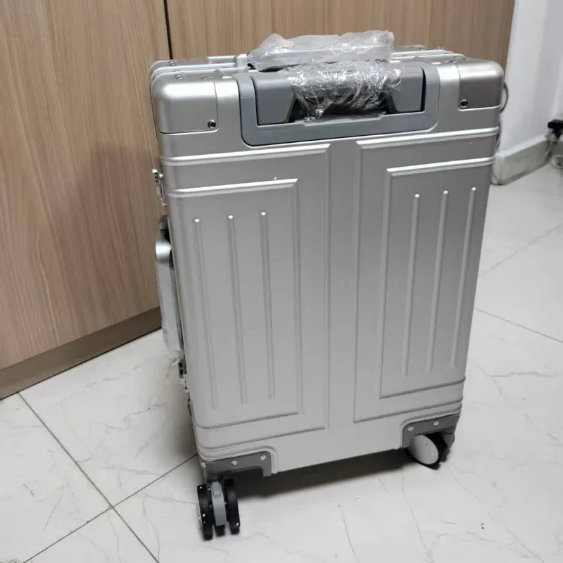 valises en alliage aluminium-magnésium sur roulettes, bagages d'affaires, valises avec serrure à combinaison, grande capacité, valise de voyage