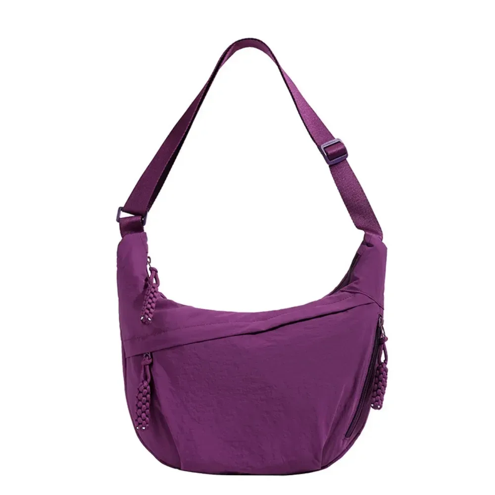 sacs à bandoulière en toile décontractés coréens simplifiés, sac hobos de sport de grande capacité, sac de boulettes léger de couleur unie pour femmes