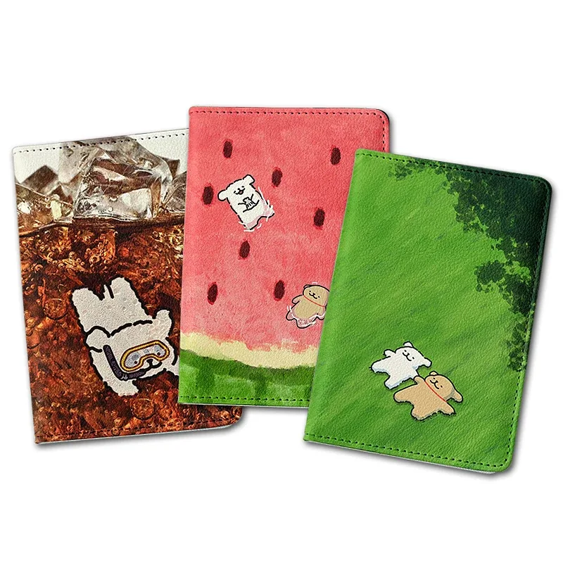 Porte-passeport en forme de chien Graffiti mignon, couverture de passeport pour dames, accessoires de voyage, stockage de billets portables, carte bancaire, portefeuille pour passeport