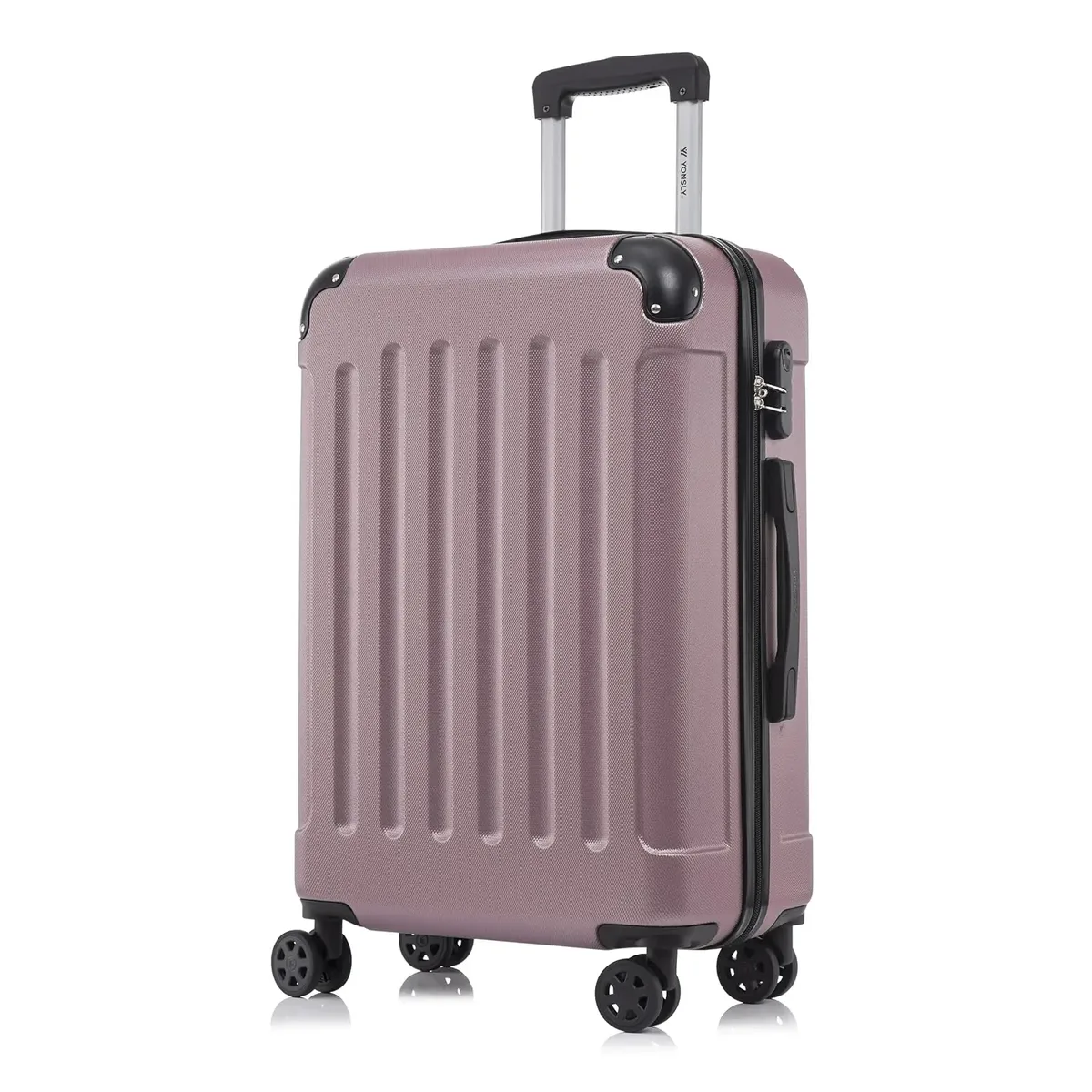 valise yonsly 16/20/24/28 pouces 4 roues 360° ° valise à roulettes robuste avec double fermeture éclair, serrure à combinaison, sac en filet, double fermeture éclair, poignée en caoutchouc souple, bagage à main