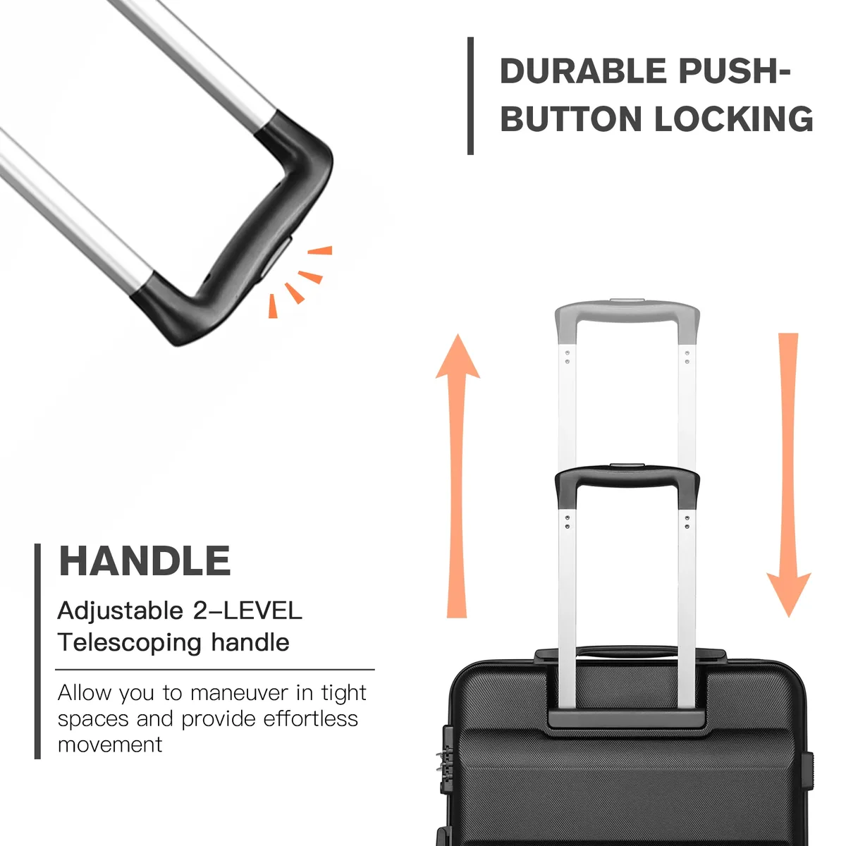 kono ensemble de 3 valises rigides avec serrure tsa et 4 roues multidirectionnelles | ensemble 19/24/28 pouces, valise à roulettes robuste pour voyages professionnels et loisirs