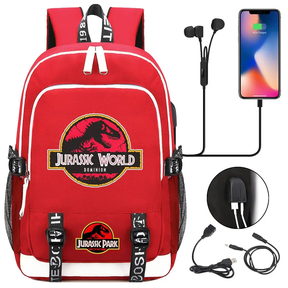 jurassic park world dinosaure adolescent usb charge sac à dos pour ordinateur portable femmes hommes filles garçons enfants école livre sac voyage sac à dos