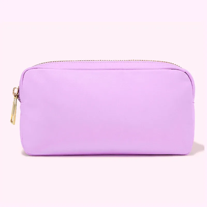 pochette de maquillage personnalisée en nylon rose, imperméable, pour femmes et filles, sac de voyage pour maquillage, organisateur de couleur bonbon, grande capacité