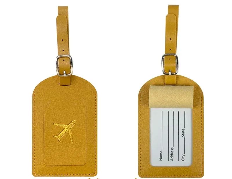 étiquette de bagage en cuir pu pour hommes et femmes, étiquette d'adresse de valise, sac d'embarquement, nom, identification, porte-adresse, accessoire de voyage