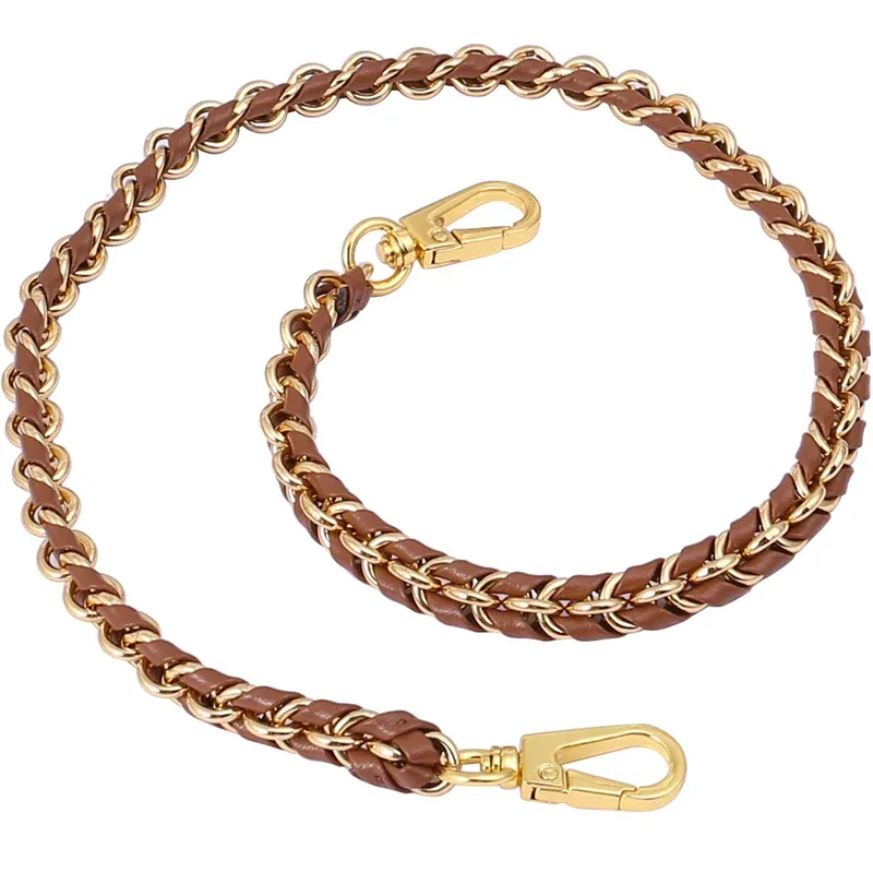 chaîne cuir tressée maillons dorés cuivrés bandoulière sangle sac modification sac largeur 1cm voyage sécurité robuste