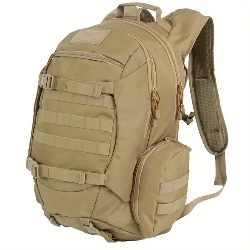 sac dos nylon kaki bandes grises compartiments multiples forme trapézoïdale usage sport aventure randonnée trekkings