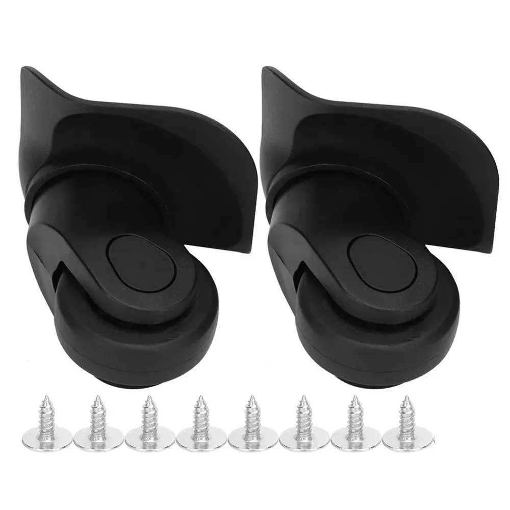 1 paire de roues de bagage durables en pp+pet, silencieuses, noires, à roulement unique, roulettes pivotantes, pièces de rechange pour bagages