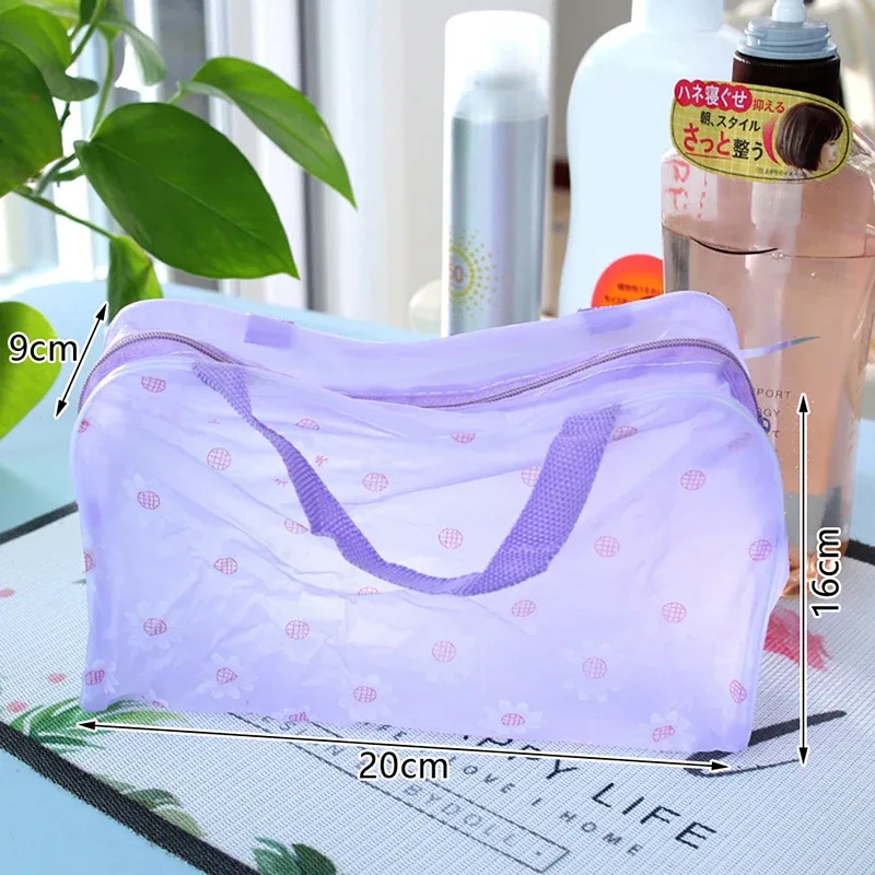 trousse cosmétique transparente en pvc pour femme, trousse de maquillage transparente pour fille, étui de beauté étanche avec fermeture éclair, trousses de toilette de voyage, sac à main, 1 pc