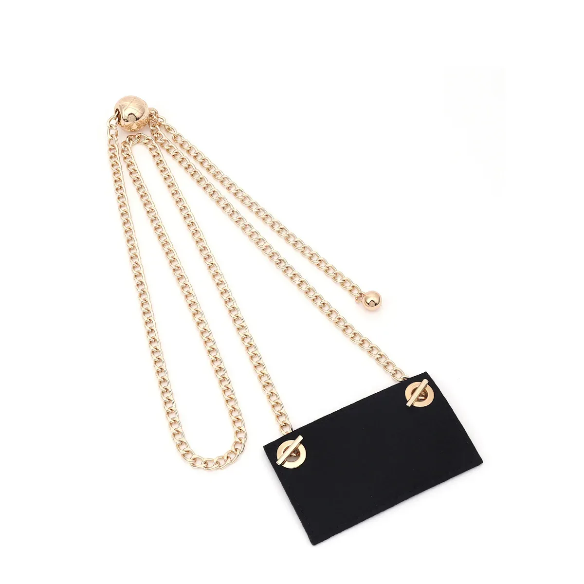 chaîne métallique maillons noir doré pochette cuir compacte fermoirs dorés accessoire voyage remplacement sacoche identification documents travail