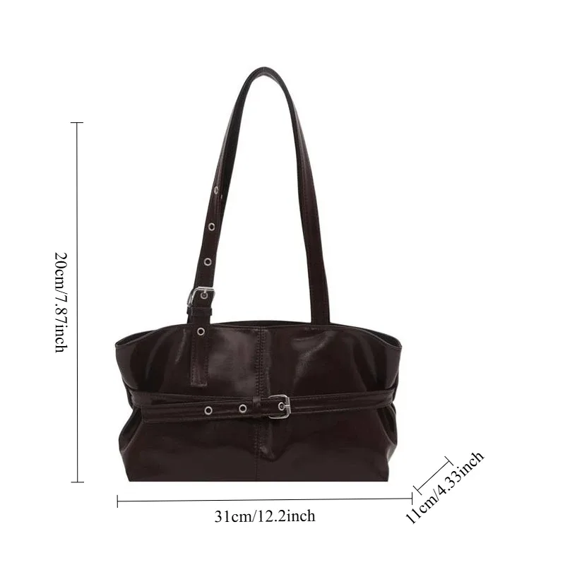 nouveau sac à main tendance polyvalent avec boucle de ceinture, style coréen, couleur unie, en cuir souple, sac à bandoulière décontracté pour femme, sac sous le bras