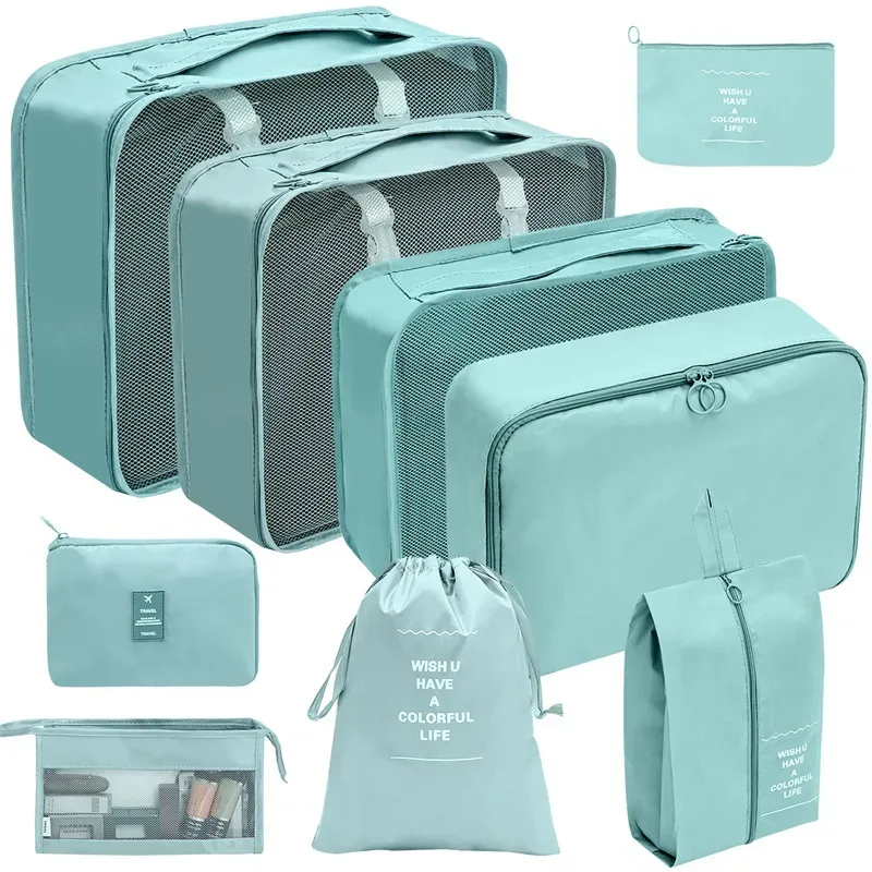 7/8/9 pièces nouvel ensemble organisateur de voyage sacs de rangement grande capacité valise stockage bagages vêtements tri organisateur ensemble pochette à chaussures