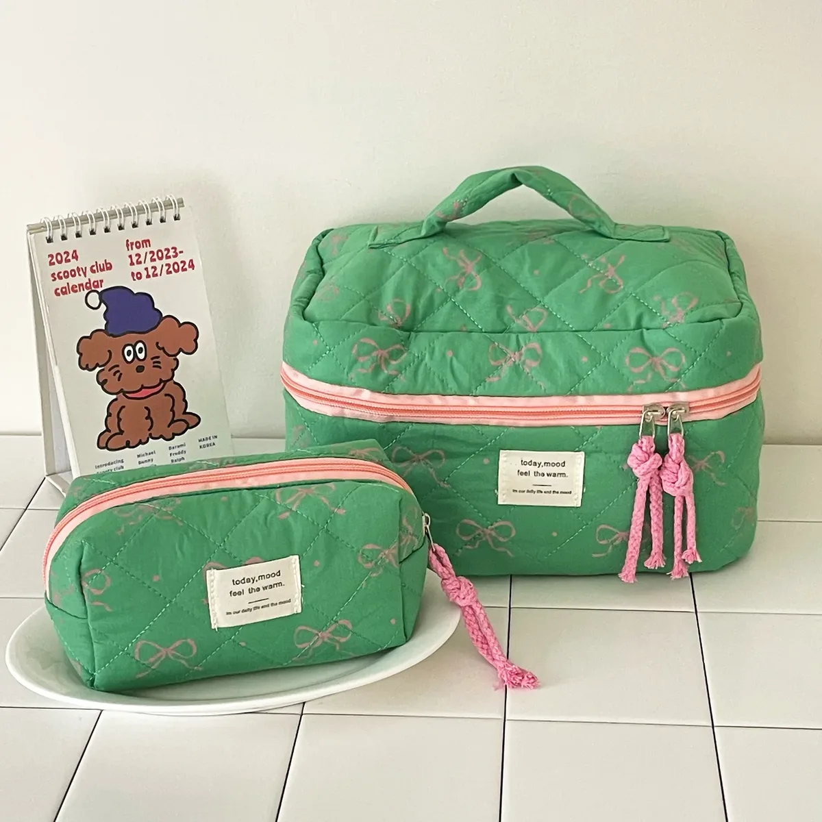 sacs à cosmétiques décontractés avec nministériels d doux pour femme, sacoche de rangement de toilette, de voyage, portable, trousse de maquillage, pour document d'abonné