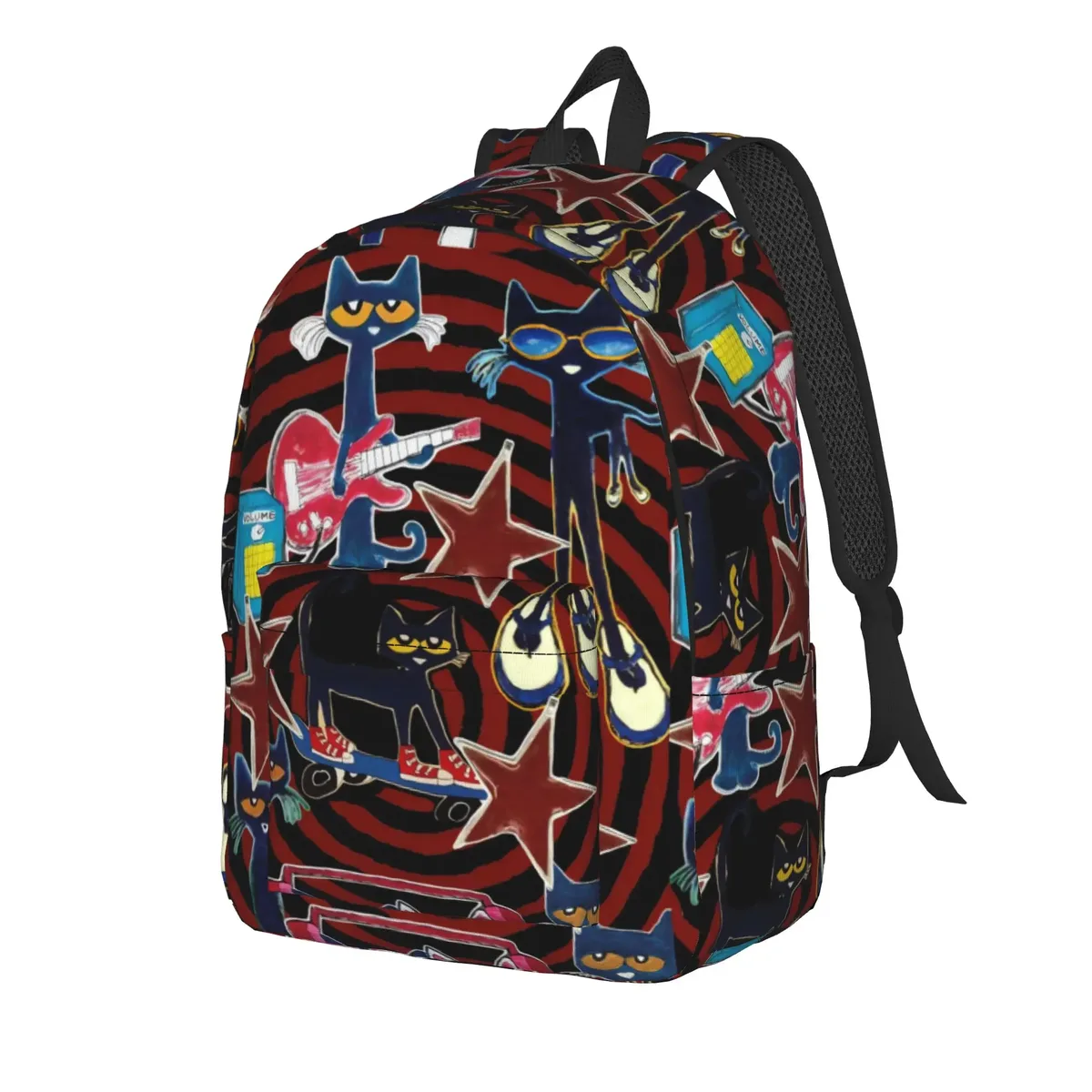 sac à dos pete le chat et ses chaussures blanches, sacs à dos d'entraînement unisexes en polyester, légers et élégants, sacs à dos pour lycée