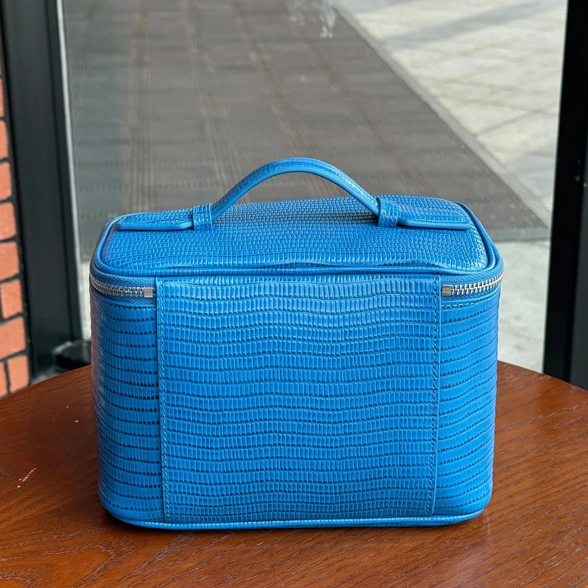 nouvelle trousse de maquillage en cuir véritable à motif lézard, grande capacité, personnalisable avec initiales, sac de voyage portable pour femmes