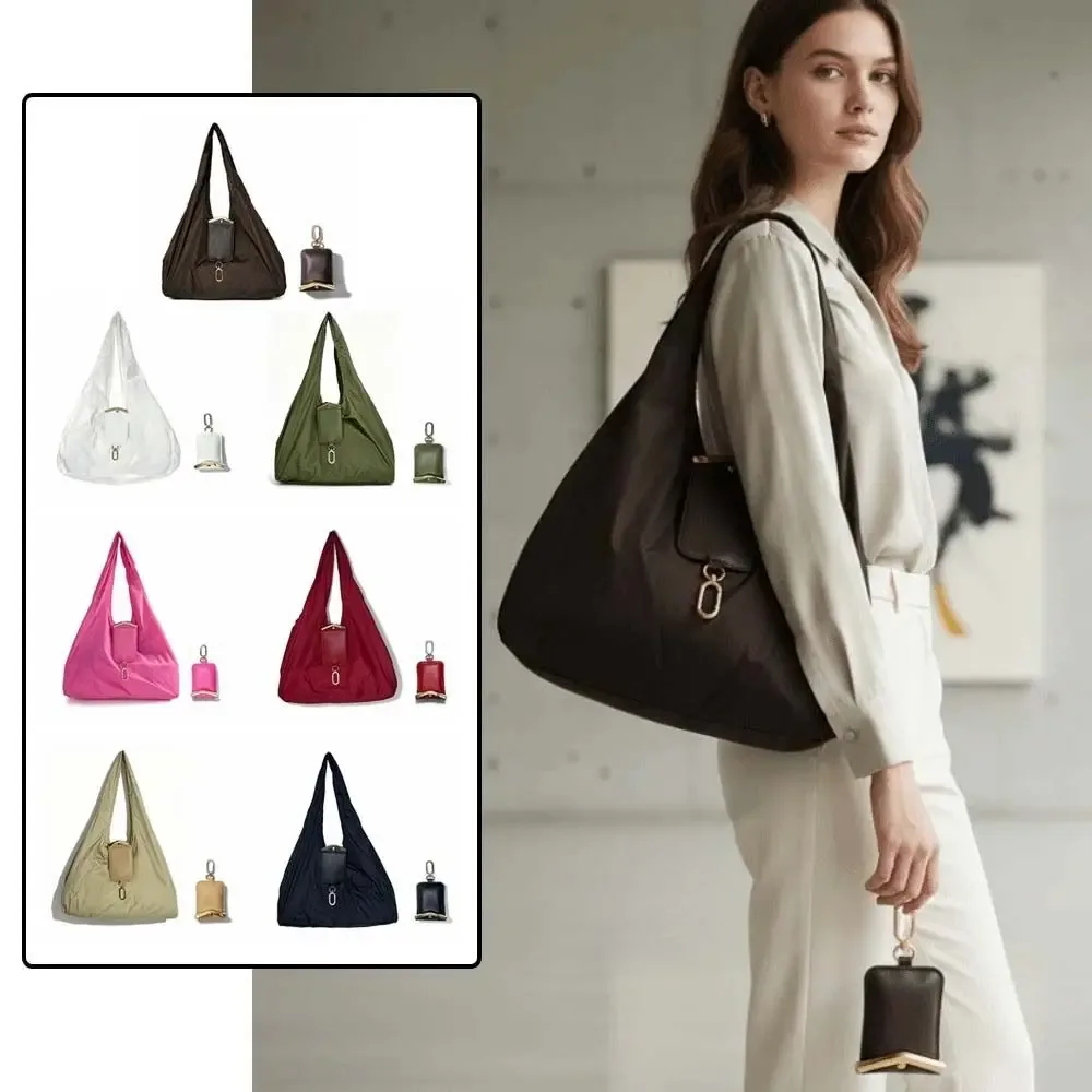 sac fourre-tout porte-clés couleur unie, mini sac de shopping pliable résistant aux déchirures, étui en similicuir à pliage rapide, pochette 2-en-1 pour breloques de sac