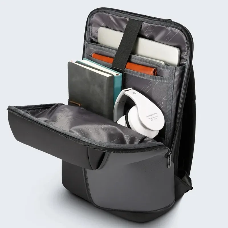 sac dos oxford université noir gris design moderne élégant bandes transport ajustables poignée supérieure forme carrée angles définis aspect contemporain