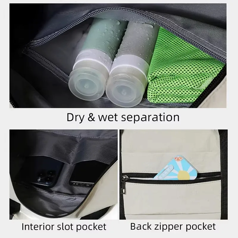 sac de sport avec compartiment sec/humide, sac de voyage, sac de rangement pour bagages de courte distance, sac bandoulière portable extensible sac à main