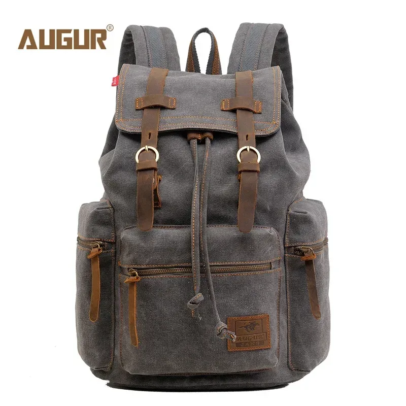 augur sacs à dos en toile vintage pour hommes et femmes, sacs de voyage décontractés pour étudiants, randonnée, voyage, camping, mochila masculina