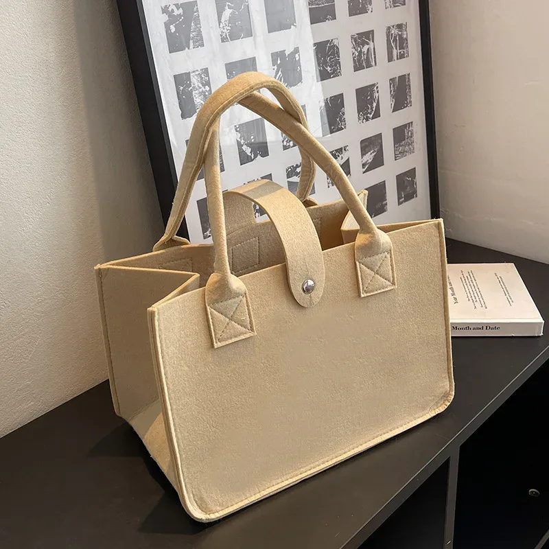 sac fourre-tout en feutre grande capacité couleur bonbon style ins, sac de courses portable à main, idéal pour cadeau de mariage et sac de transport quotidien