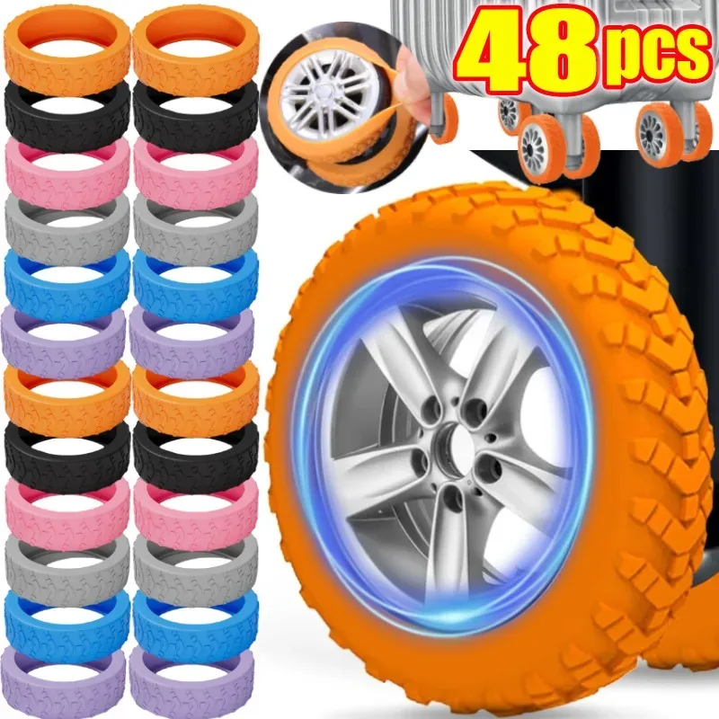 protecteur de roues de bagages en silicone, 2/48 pièces, roulettes, chaussures, valise de voyage, réduit le bruit, accessoires de couverture de protection de roue