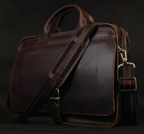 porte-documents en cuir véritable de luxe pour hommes, sac d'affaires, porte-documents en cuir, sac pour ordinateur portable, sac à bandoulière, sac pour documents, sac de bureau pour hommes.