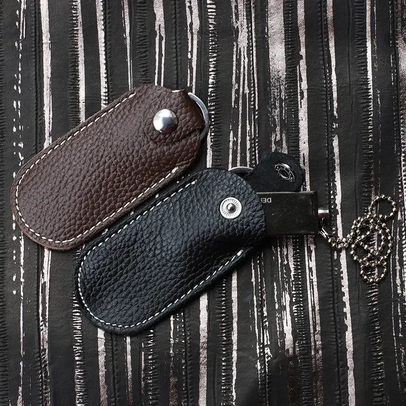 sacs de rangement à loquet en cuir véritable u disk, housse de protection, porte-clés, noir, étuis pour clé usb, clé usb, clé usb, pendrive