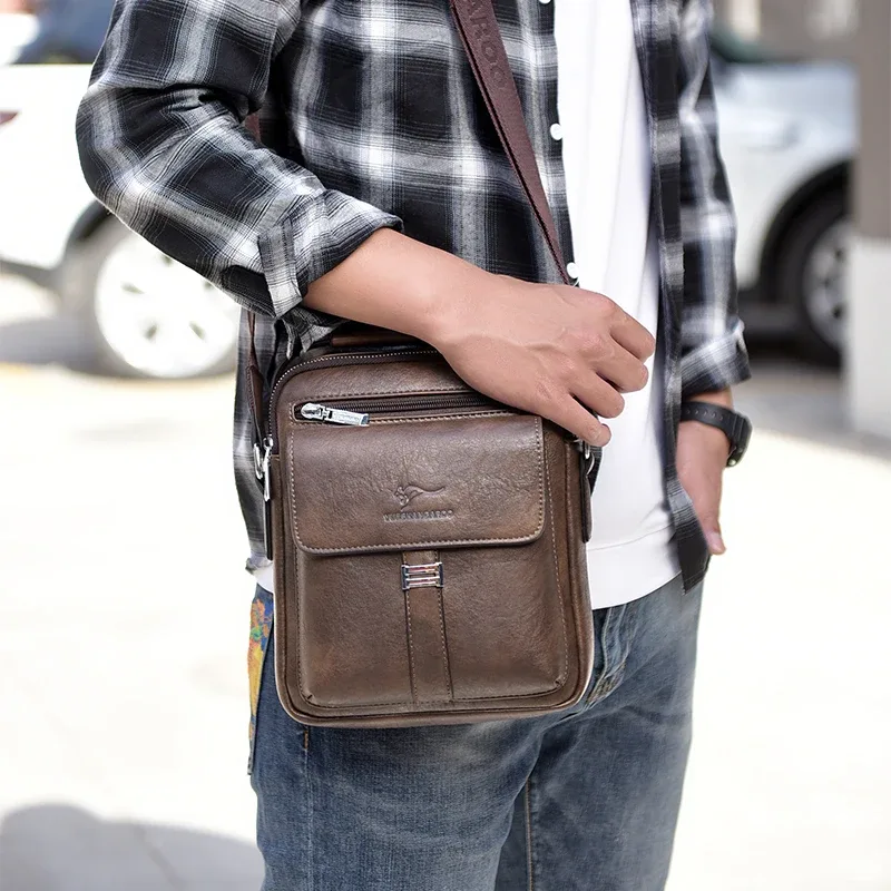 kangourou marque de luxe hommes sac à bandoulière vintage sac de messager en cuir hommes sac à main en cuir fendu sacs à bandoulière pour hommes 2020 nouveau