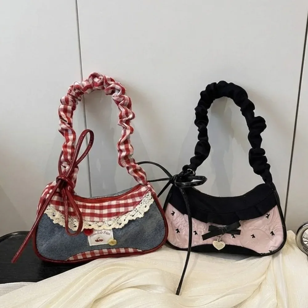 mini sacs à main fashion grid avec bandoulière réglable, sac de transport coréen, sac à bandoulière, sac porté épaule, pochette sous le bras