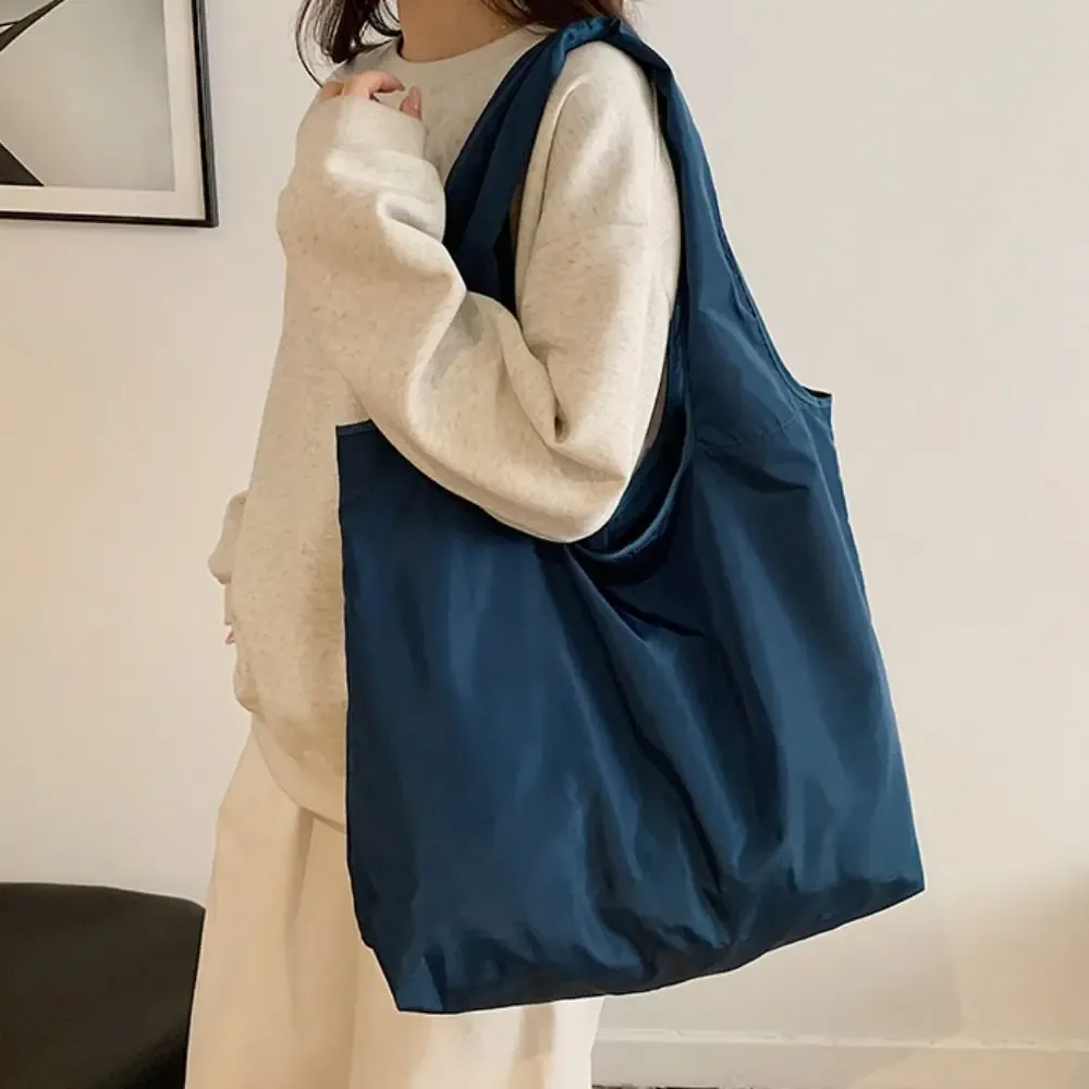 sac à main pliable ~ sac de shopping pliable, sac de rangement étanche pour épicerie, grande capacité, sac à bandoulière en nylon, sac fourre-tout pour extérieur