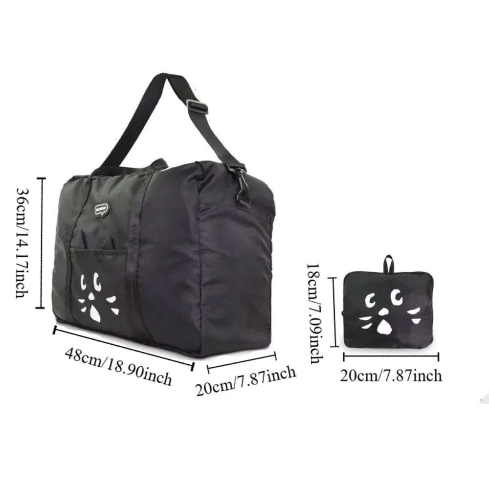 sac à bandoulière en nylon motif chat de dessin animé, sac de voyage avec séparation humide/sèche, sac de sport portable multi-poches.