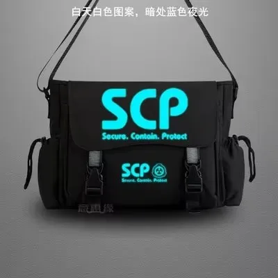 scp sécurisé conta sac de messager décontracté anime cosplay étudiant couverture lumineux sac à bandoulière pour hommes adolescents
