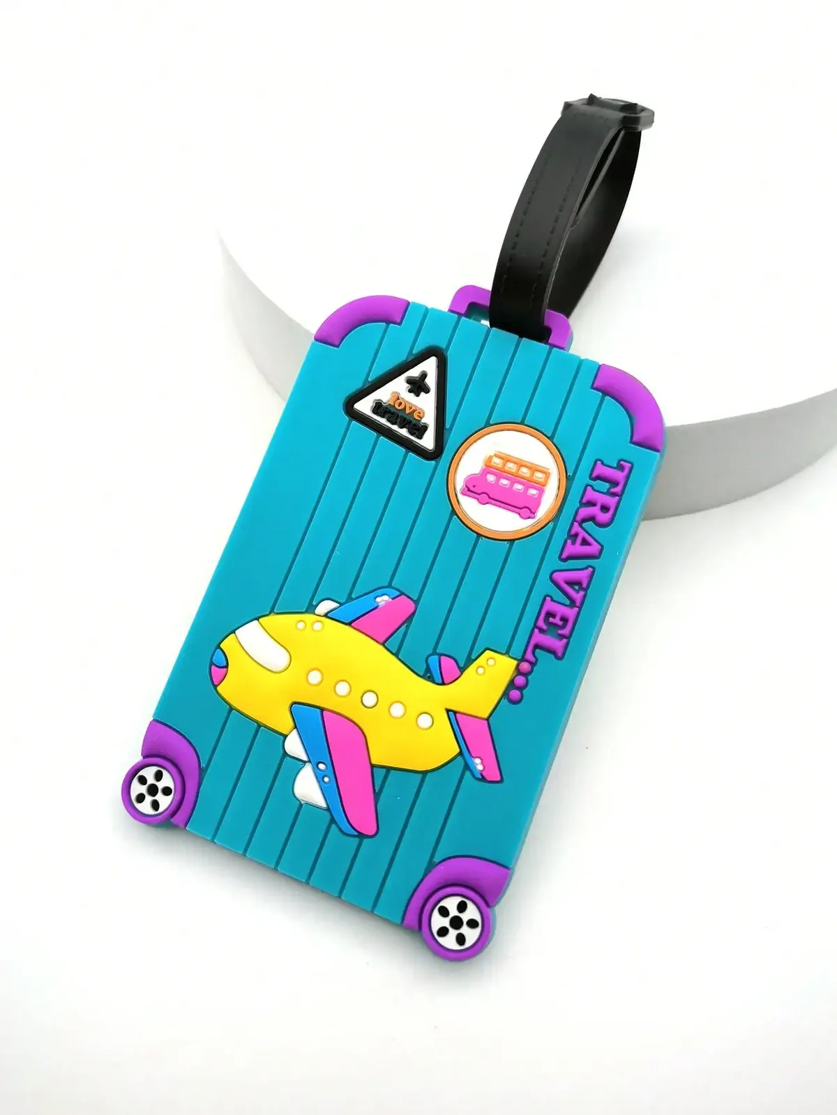 étiquette de bagage multicolore pour avion créatif, étiquette d'aéroport de voyage, prévention des pertes essentielles, étiquette suspendue pour hommes et femmes, 1 pièce
