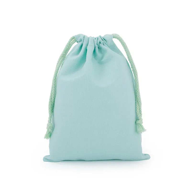 sac d'emballage en toile de coton et polyester avec cordon de serrage, personnalisable avec logo, blanc uni, pour cadeaux et rangement