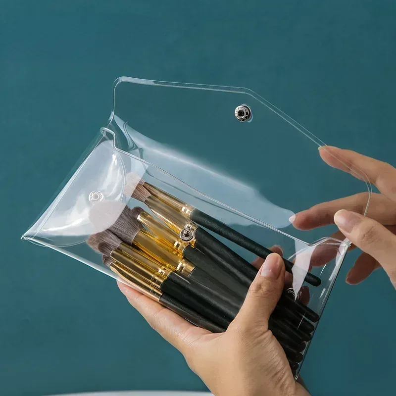 trousse de maquillage transparente, organisateur de sacs à cosmétiques, étui à brosses portable de voyage, ensemble de rangement, stylo transparent en pvc, lavage de toilette de bain 2025