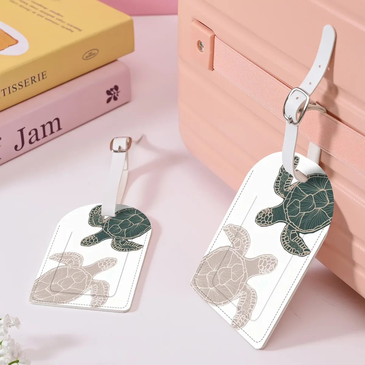 étiquette de bagage tortue de mer, idéale pour les aéroports, les croisières et les voyages d'affaires, étiquette de valise légère en pu avec tortue de mer, cadeau de voyage
