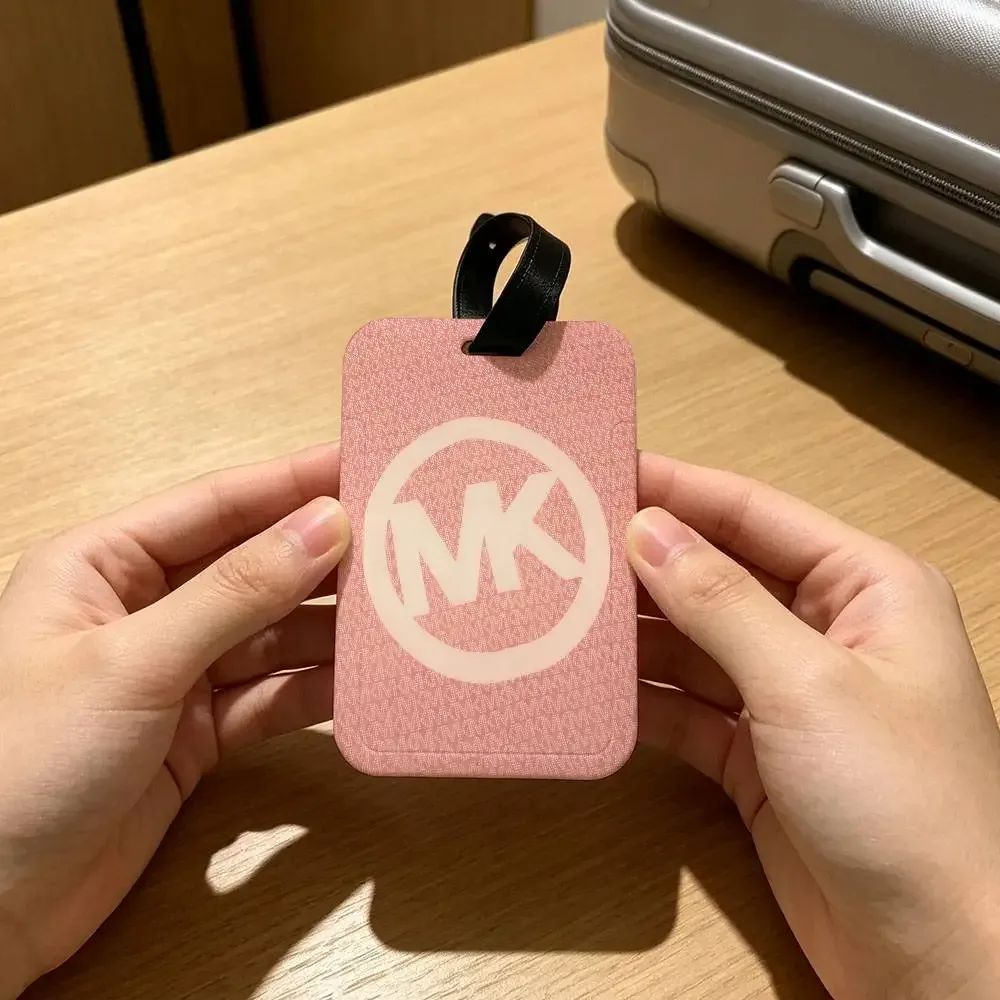 m-michaels-fashion-kors étiquette de bagage en pvc anti-perte avec porte-carte d'informations pour les voyageurs, utilisation quotidienne en extérieur