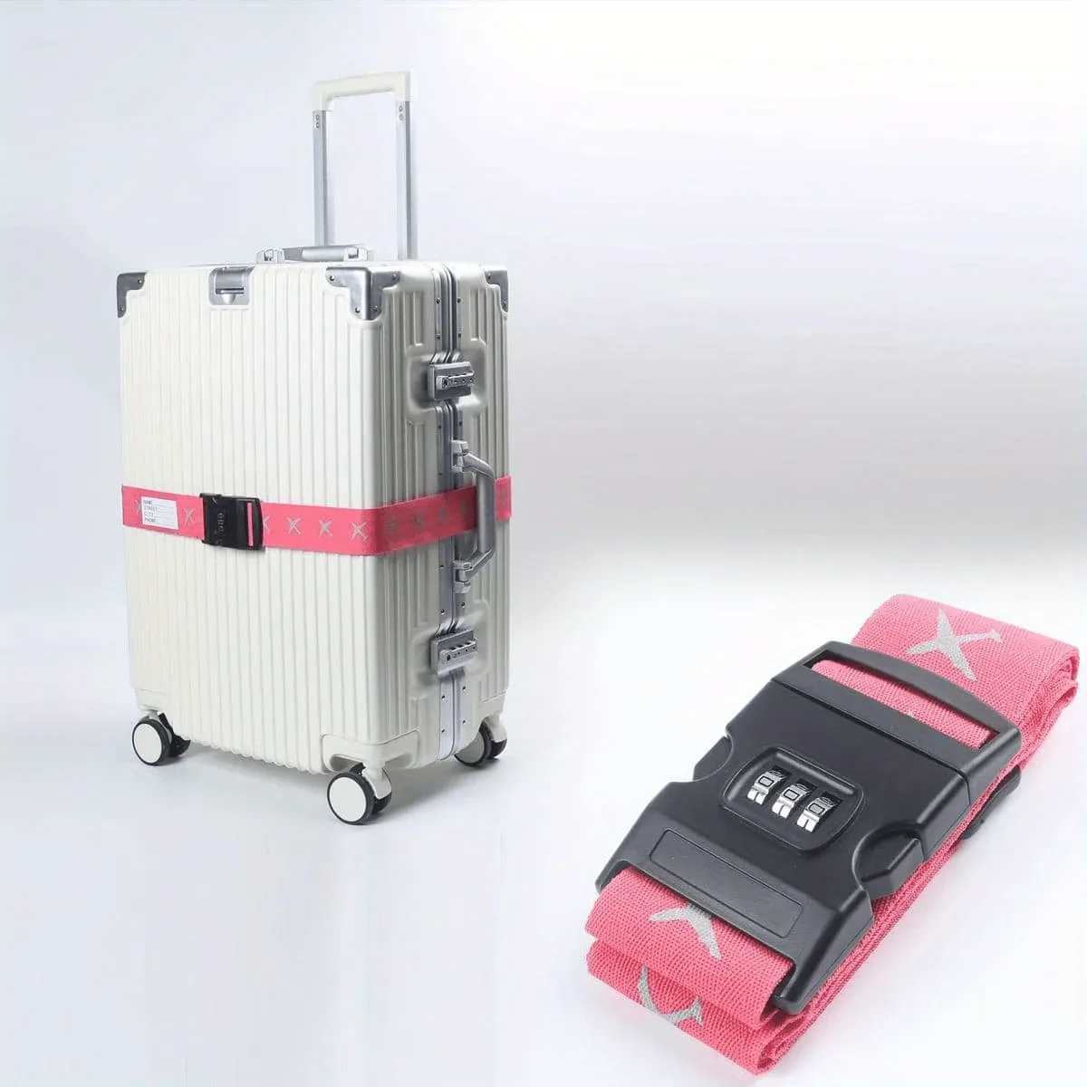 sangle de bagage portable légère multicolore avec verrouillage par mot de passe, sangle d'emballage lumineuse, sangle de bagage réfléchissante, verrouillage par mot de passe