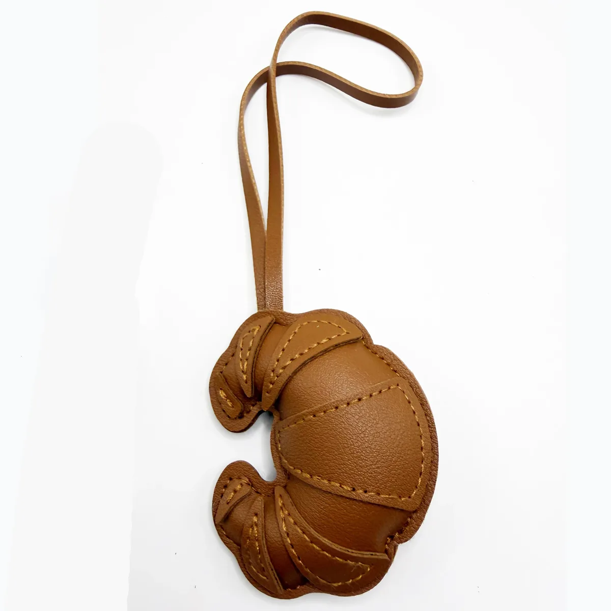 breloque de sac croissant en cuir pu, porte-clés de sac à dos kawaii, accessoire doux fait à la main, mignon couple ami, bijoux cadeau