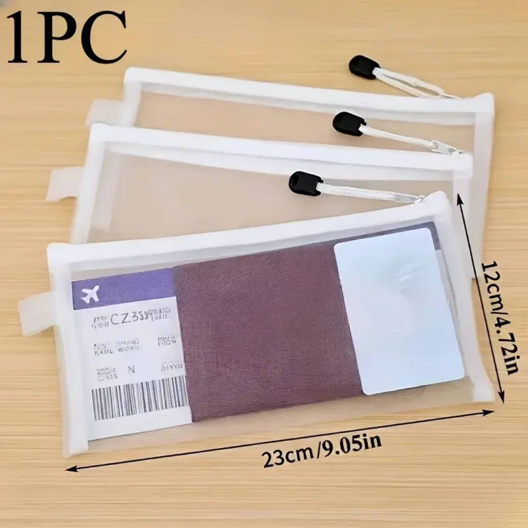 mini pochette de voyage en maille pour passeport, sac de rangement portable à fermeture éclair pour reçus et cartes d'identité, organisateur de voyage d'affaires