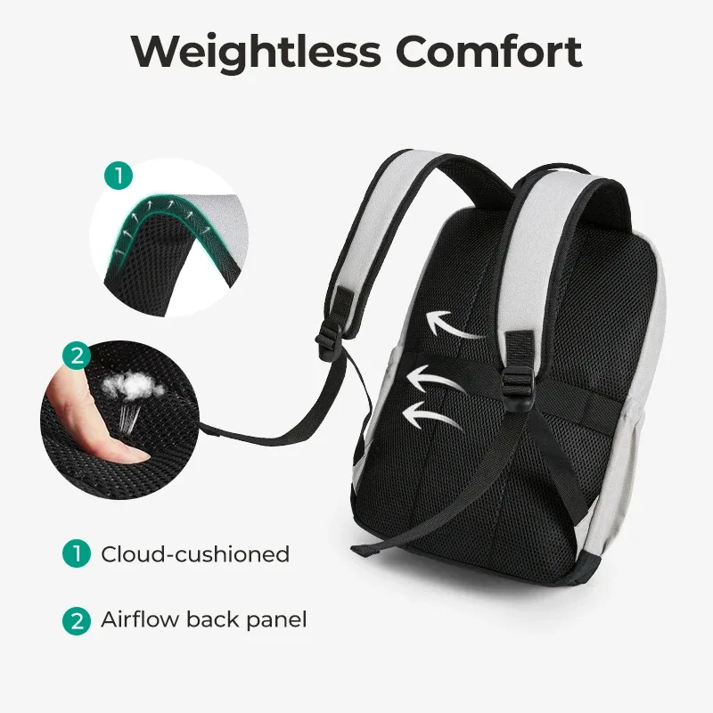 sac dos polyester unisexe noir gris grande capacité transport quotidien voyage affaire poche latérale zippée confortable résistant travail plein air