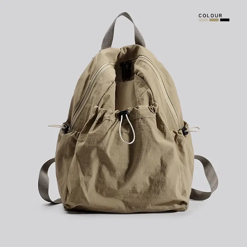 sac à dos léger unisexe, poches latérales à cordon, poche frontale, bretelles rembourrées confortables, sac à dos décontracté pour l'école
