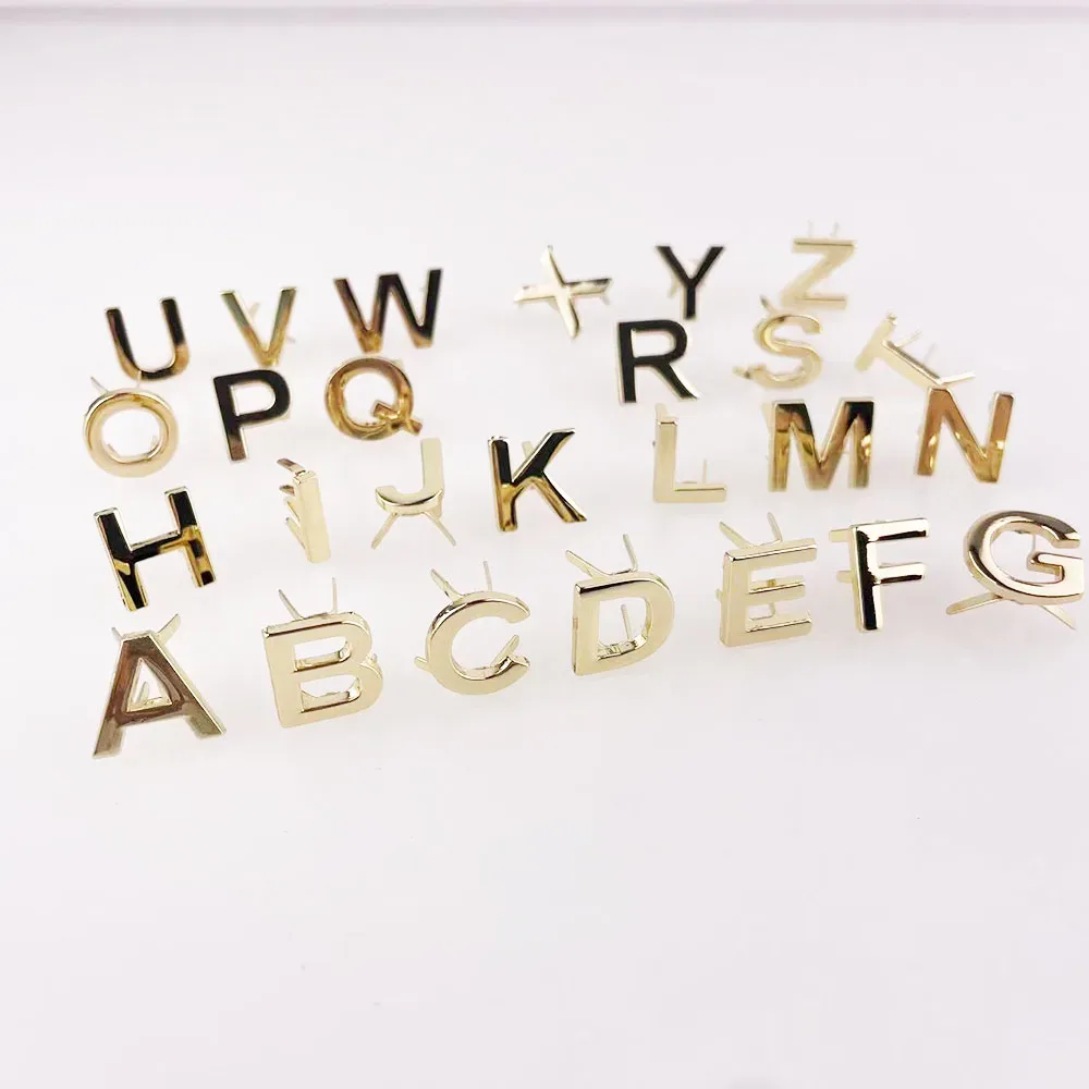 rivets métalliques anglais 26 lettres, 5 pièces, clous à griffes pour sacs, vêtements, chapeaux, décor en cuir, alphabets, artisanat fait à la main